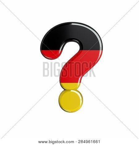 Germany flag interrogation point - 3d german symbol isolated on white background. this alphabet is perfect for creative illustrations related but not limited to Germany, Berlin, Europe...