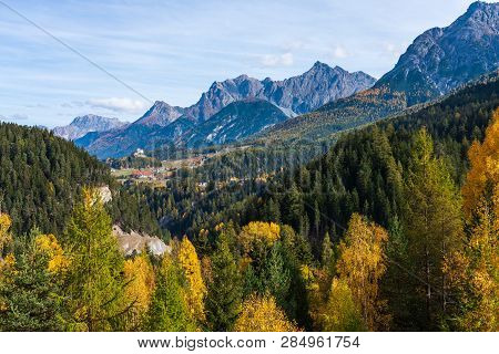 The Village Of Ardez, Graubunden, Switzerland, A Municipality In The District Of Inn In Eastern Swit