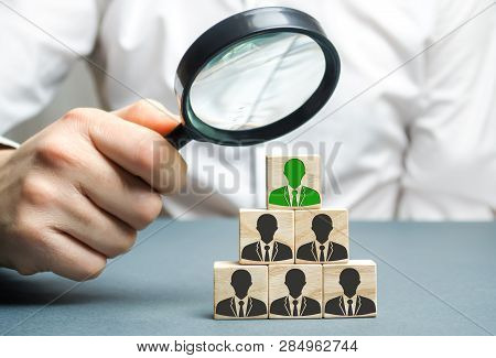Find A Talented Employee. Businessman Searching For New Employees. Staff Recruitment. Select A Perso
