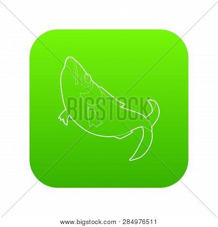 Fish Icon Green Vector Isolated On White Background