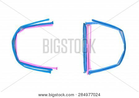 Letter C And D English Alphabet. Letter C And D Balloon Font. Isolated On White Background.