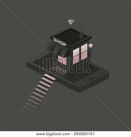 Modern Shop, Great Design For Any Purposes. 3d Infographic. Technology Concept Vector Design. Isolat