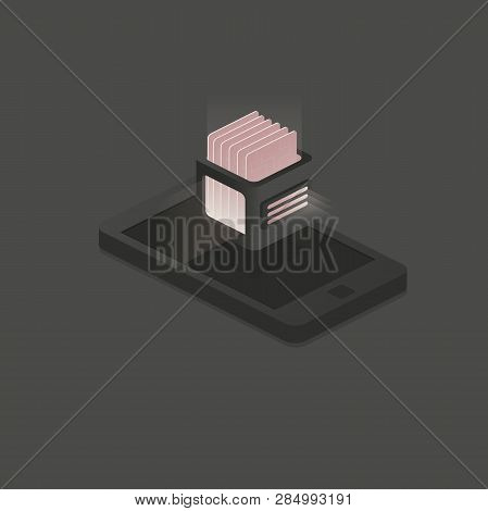 Design Template With Server For Concept Design. Cloud Hosting Network Isometric Concept. Data Connec