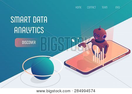 Infographic Template. Data Connection Concept. Business Concept Analysis. Isometric Digital Technolo