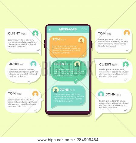 Smartphone Bubble Message Concept Screen,service Vector Text