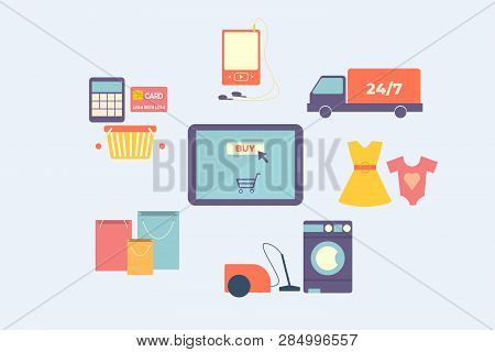 Line Shopping Element, Great Design For Any Purposes. White Background. Vector Cart Icon. Price Icon