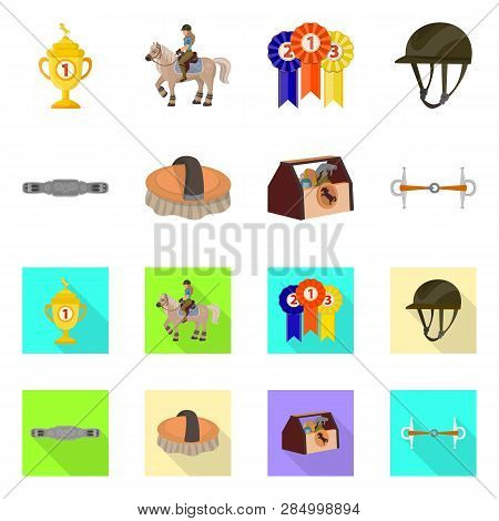 Vector Design Of Equipment And Riding Icon. Set Of Equipment And Competition Vector Icon For Stock.