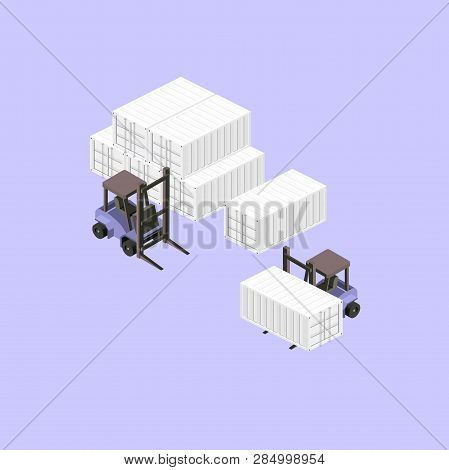 Set With Loaders Ship Containers. Delivery Man Line Icon. Simple Line. Parcel Delivery.