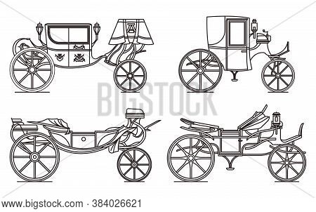 Outline Set Of Retro Cab Or Carriage