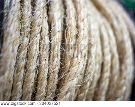 Jute Rope Coiled In A Small Roll