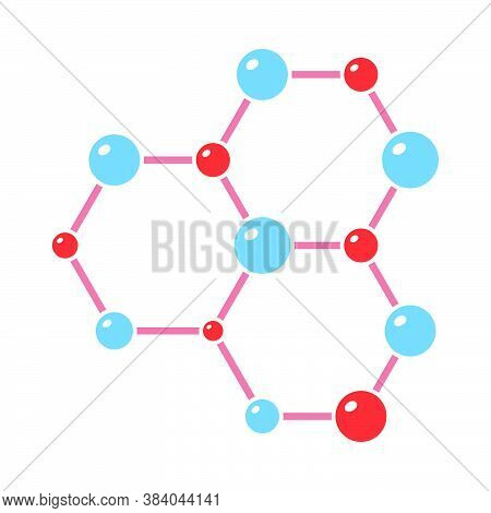 Icon Of Chemistry Hexa Connection Of Atoms. Flat Color Design. Vector Illustration.
