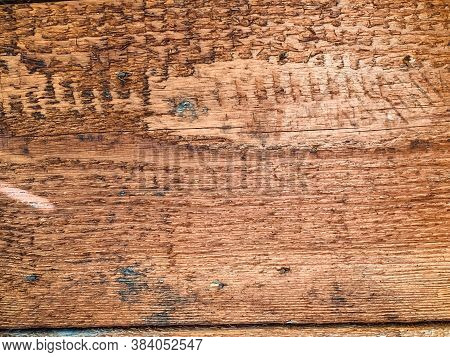 Closeup On Old Damaged Wooden Boards Wall Texture Background