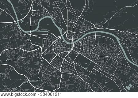 Urban City Map Of Dresden. Vector Illustration, Dresden Map Art Poster. Street Map Image With Roads,