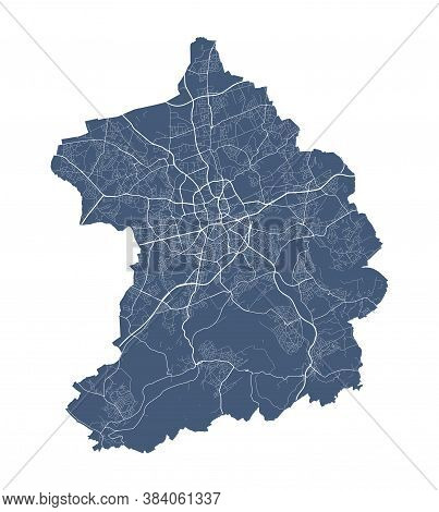 Essen Map. Detailed Vector Map Of Essen City Administrative Area. Cityscape Poster Metropolitan Aria