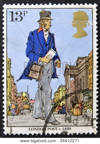 Velká Británie - cca 1979: Razítko, vytištěné ve Velké Británii ukazuje Londýn zaúčtovat 1839 cca 1979