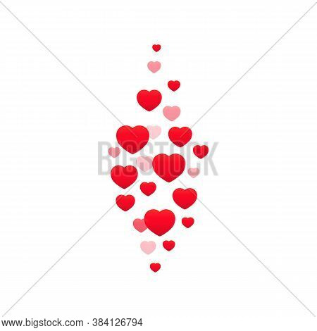 Flying Red Hearts Icon. Streaming Video. Vector On Isolated White Background. Eps 10