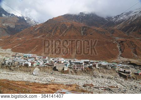 Kedarnath Temple Aerial View After Kedarnath Disaster 2013. Heavy Loss To People & Property Happened