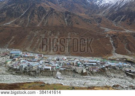 Kedarnath Temple Aerial View After Kedarnath Disaster 2013. Heavy Loss To People & Property Happened