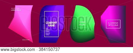 Modern Covers Design Set Vector. Abstract Bright Neon Pattern Retro Style. Dynamic Colorful Fluid Te