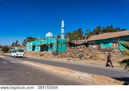 Gondar, Ethiopia - Feb 07, 2020: A Muslim Mosque On The Road From Gondar To The Simien Mountains, No