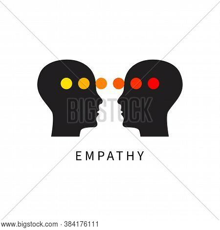 Logo Of Empathy, Emotional Intelligence. Two Profiles And Relationship Between Them. Icon Of Therapy