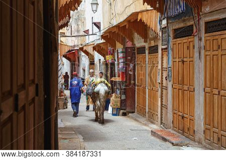 Fez, Morocco - May 31, 2017: View Of The Medina Quarter Of Fez. The Medina Of Fez Is Listed As A Wor