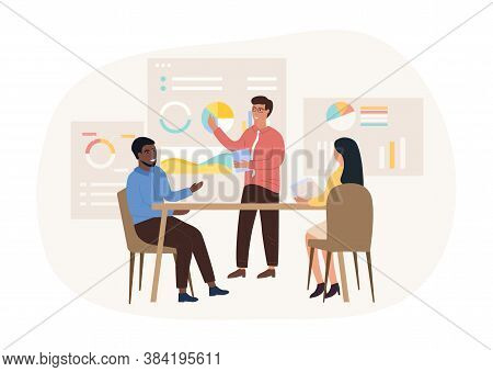 Office Workflow Concept. Business Meeting. Presentation And Discussion Of The Project. The Decision 