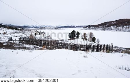 View Of Ulagan Highlands In Altay Mountains In The Winter, Siberia, Russia