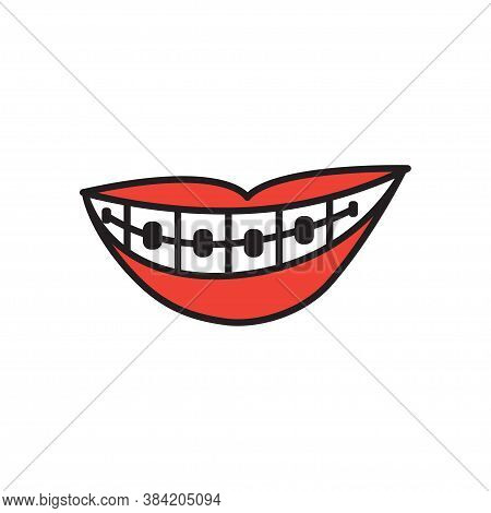Smirk Braces Teeth Icon Design Template Vector Isolated