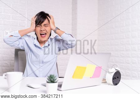 Angry Woman Screaming At Office