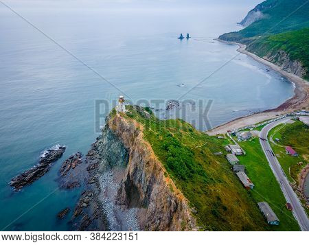 Above. Rudny Lighthouse At Cape Briner In The Village Of Smychka (rudnaya Pristan), Primorsky Territ