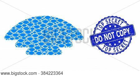 Top Secret Do Not Copy Unclean Round Stamp And Vector Recursive Collage Ice Hill. Blue Stamp Seal Co