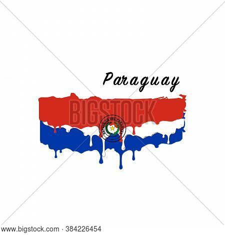 Painted Paraguay Flag, Paraguay Flag Paint Drips. Stock Vector Illustration Isolated On White Backgr