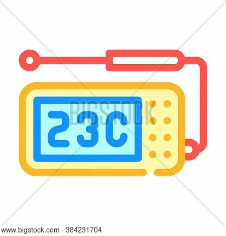 Thermometer With Probe Measuring Equipment Color Icon Vector Illustration