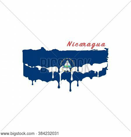 Painted Nicaragua Flag, Nicaragua Flag Paint Drips. Stock Vector Illustration Isolated On White Back