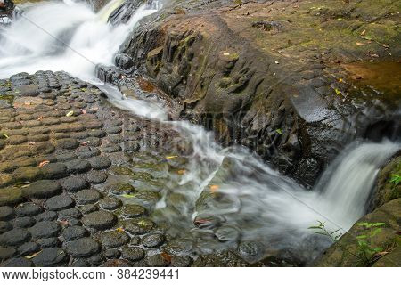 Lingas And Sculptures Of Hindu Gods And Waterfall At Kbal Spean The Mystery Place On Kulen Mountain 