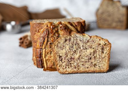 Homemade Banana Bread With Nuts And Honey