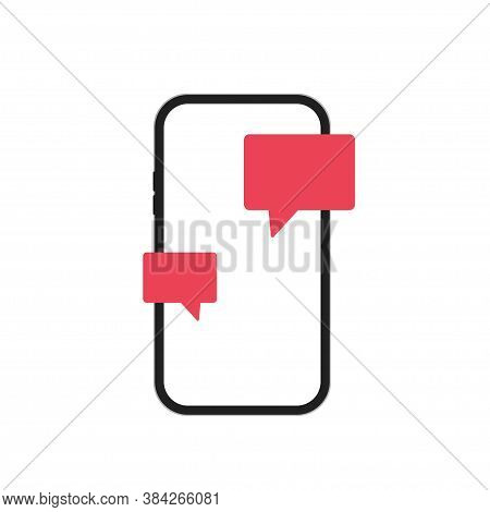 Smartphone And Message, Mockup Isolated Vector Illustration. Simple Phone App In Flat