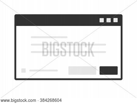 Laptop Isolated Vector Window. Desktop Interface Design In Flat.