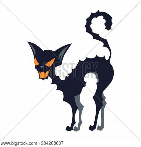 Illustration Of Evil Cat. Happy Halloween Sylized Image.