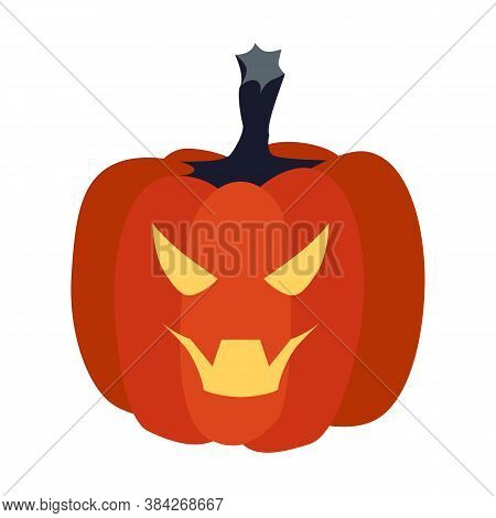 Illustration Of Evil Pumpkin. Happy Halloween Sylized Image.