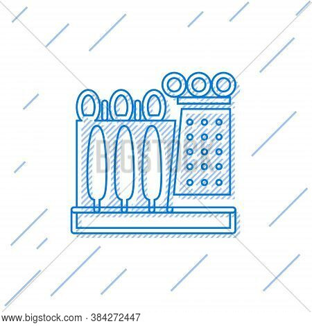 Blue Line Salvador Dali Museum In Figueres, Spain Icon Isolated On White Background. Vector