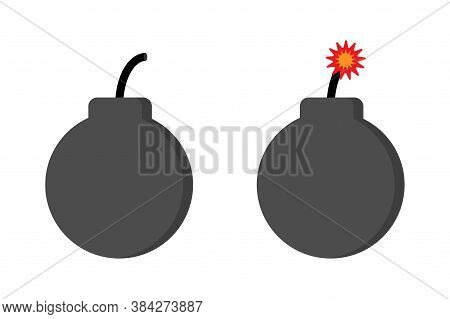 Cartoon Bomb Explosion. Dynamite Flat Vector Icon.