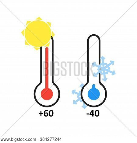 Vector Illustration Thermometer In Flat. Temperature Check Concept.