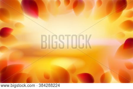 Yellow And Orange Leaves And Blurred Autumn Nature Background Beyond, Realistic Bright Vector Illust
