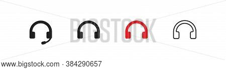 Heardphone, Simple Isolated Icon Set. Listen Music Concept Symbol In Vector Flat
