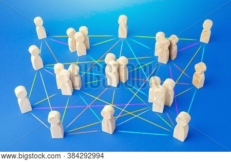 People Connected By Many Lines. Hierarchy Of A Business Company Without A Dominant Center. Distribut
