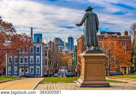 Bunker Hill, Boston, Massachusetts, USA during autumn season.