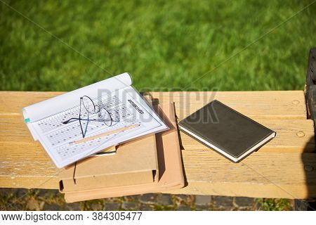 Items On The Bench Essential For An Exam Preparation