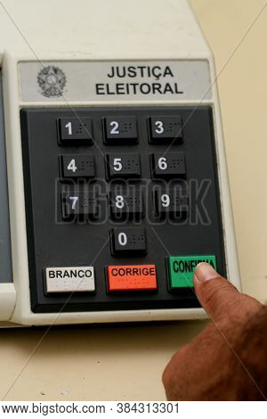 Eunapolis, Bahia / Brazil - October 1, 2008: Electronic Ballot Box Of The Eleitora Regional Court, U